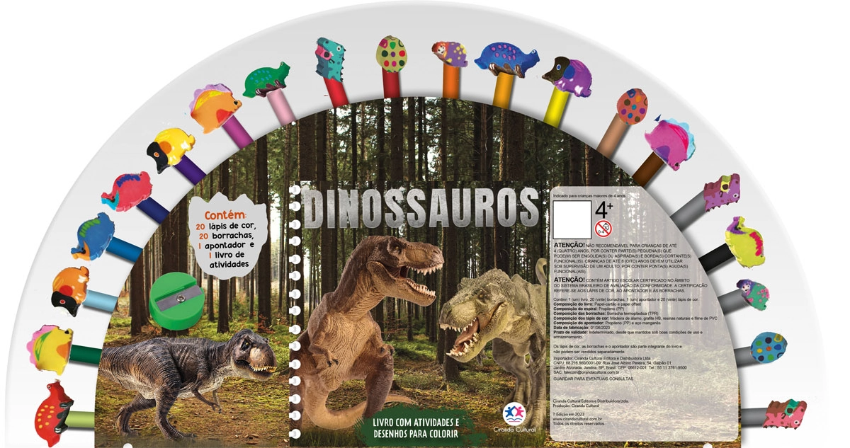 Kit Livro Borracha Divertida Dinossauros 110065 Ciranda Cultural