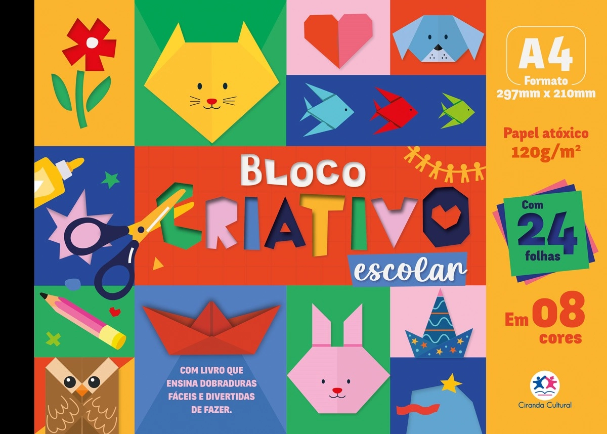 Bloco Criativo Escolar A4 24f 120g 8 Cores 9786526118641 Ciranda