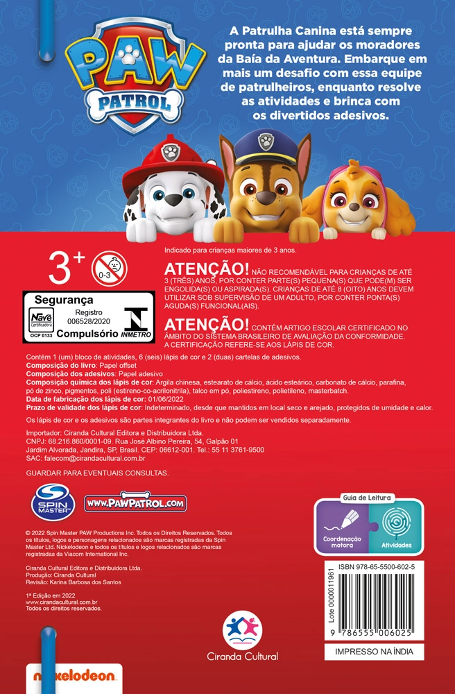 Livro Atividades Patrulha Canina Os Filhotes Se Divertem 6025 Ciranda