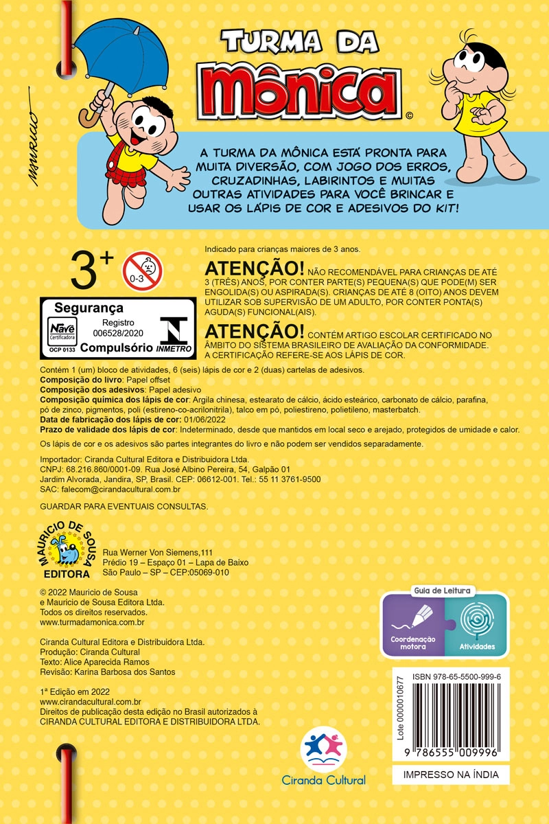 Livro Atividades Turma Da Monica Amigos Bairro Limoeiro 9996 Ciranda