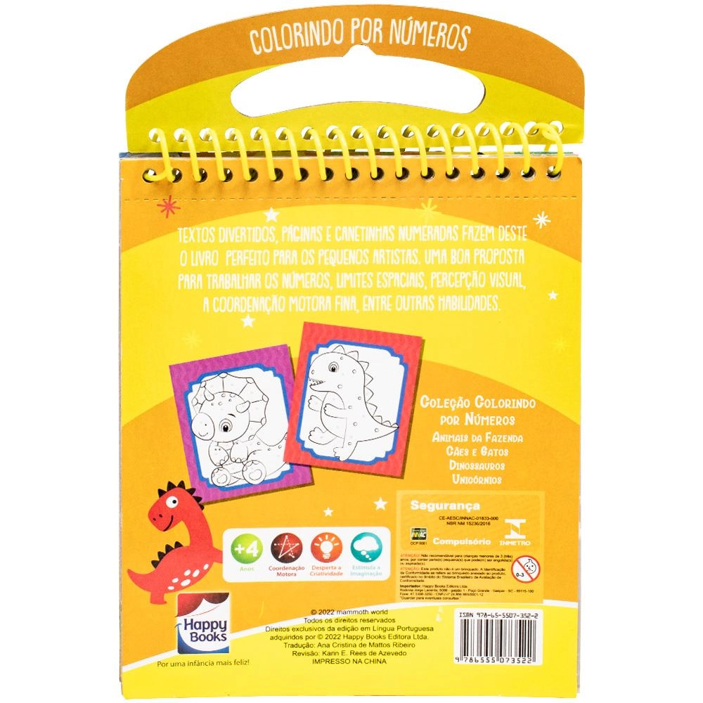 Livro Colorindo Por Numeros Dinossauros 310581 Happy Books