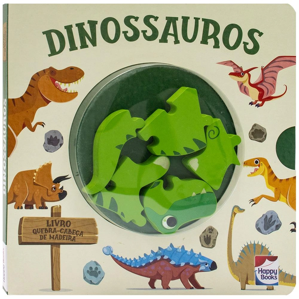 Livro Quebra Cabeca De Madeira: Dinoss