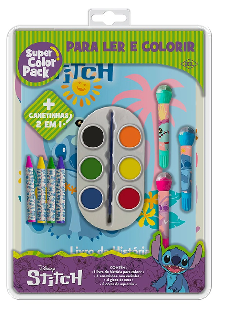 Livro Stitch Super Color Pack D8304 Dcl