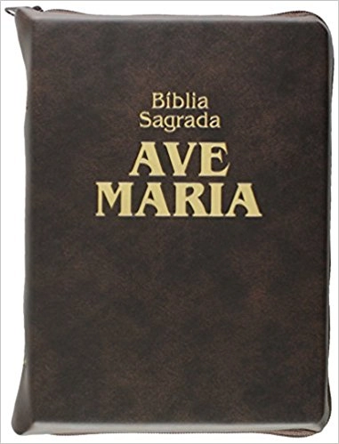 Bíblia Sagrada Marrom Com Zíper Ditora Ave Maria
