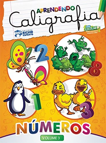 Aprendendo Caligrafia. Números Volume 3. Série Escolar Em Portuguese Do Brasil