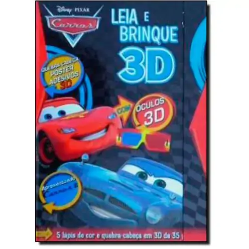 Liro Leia E Brinque Em 3d Carros 2 Un