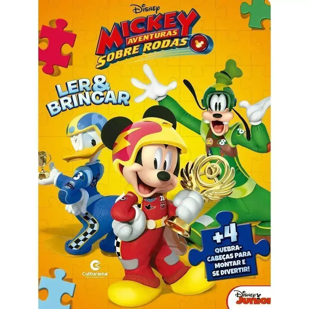 Livro Infantil - Ler e Brincar com Quebra-Cabeça - Disney - Mickey Mouse Sobre Rodas - Culturama