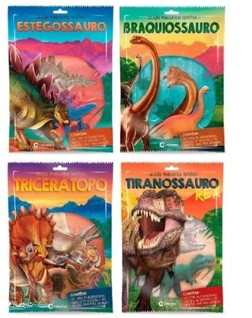 Livro Dinossauros Incríveis Estegossauro + Dinossauro + Cartela de Adesivos