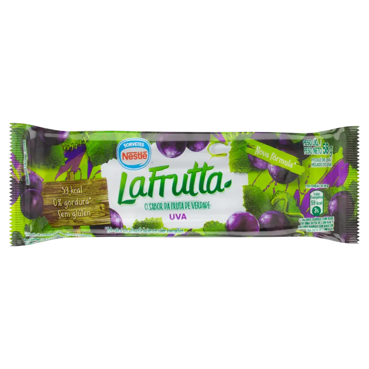 Picolé Uva La Frutta Pacote 66g