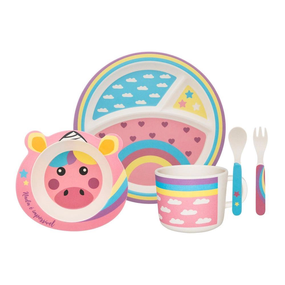Conjunto De Refeicao Infantil 5 Pc Unicornio
