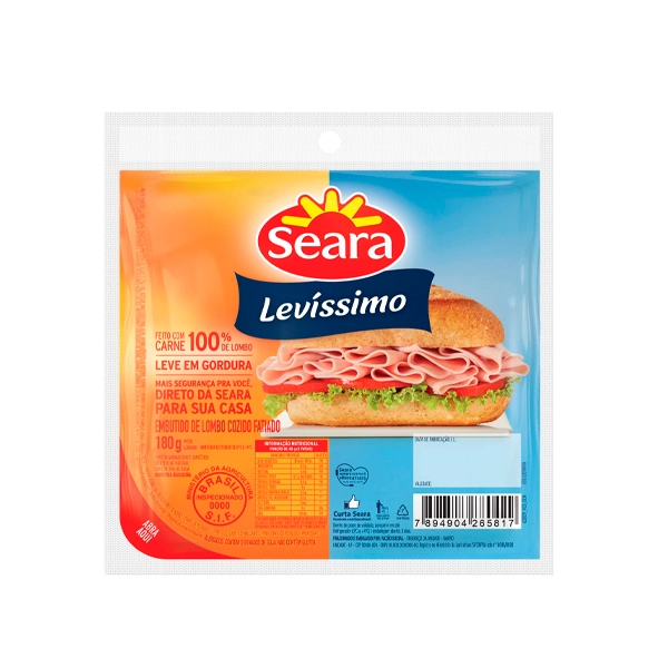 Embutido Suíno Cozido Fatiado Seara Levíssimo 180g