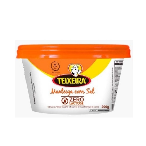 Manteiga Teixeira 1° Qualidade Pt 200g Zero Lactose
