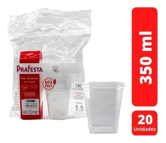 Pote Quad C/tampa 350ml C/20 Prafesta