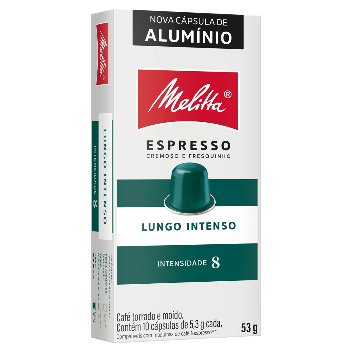 Café Em Cápsula Torrado E Moído Lungo Espresso Intenso Melitta Caixa 53g 10 Unidades