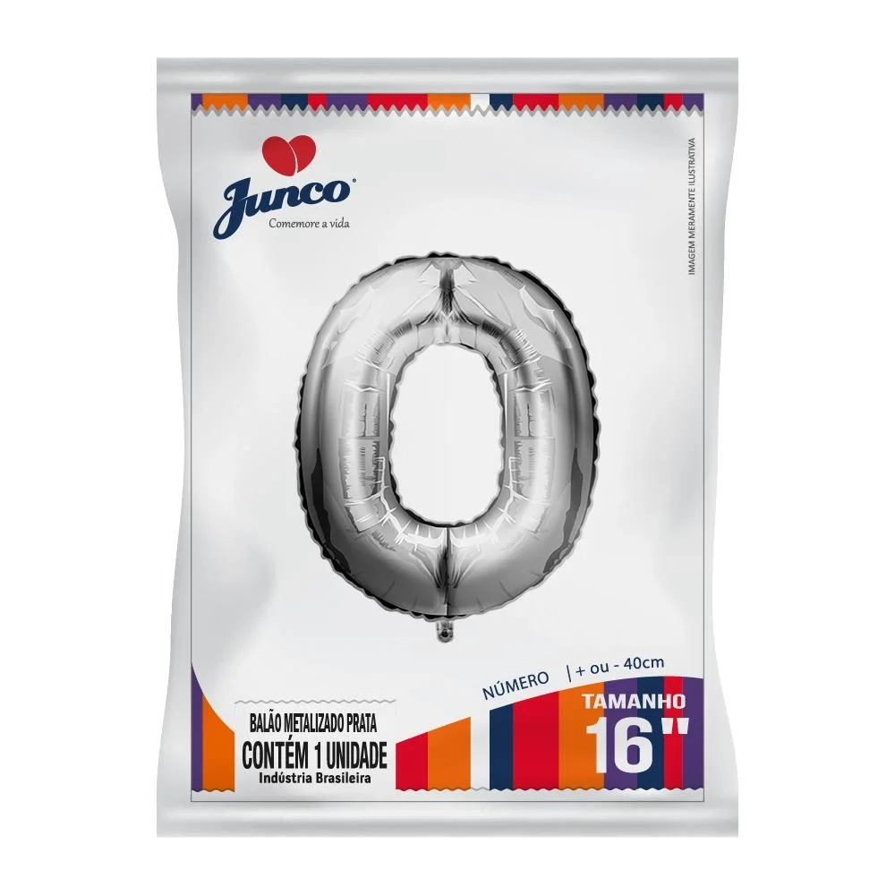 Balao Junco Metalizado Prata 40cm N.0 1un