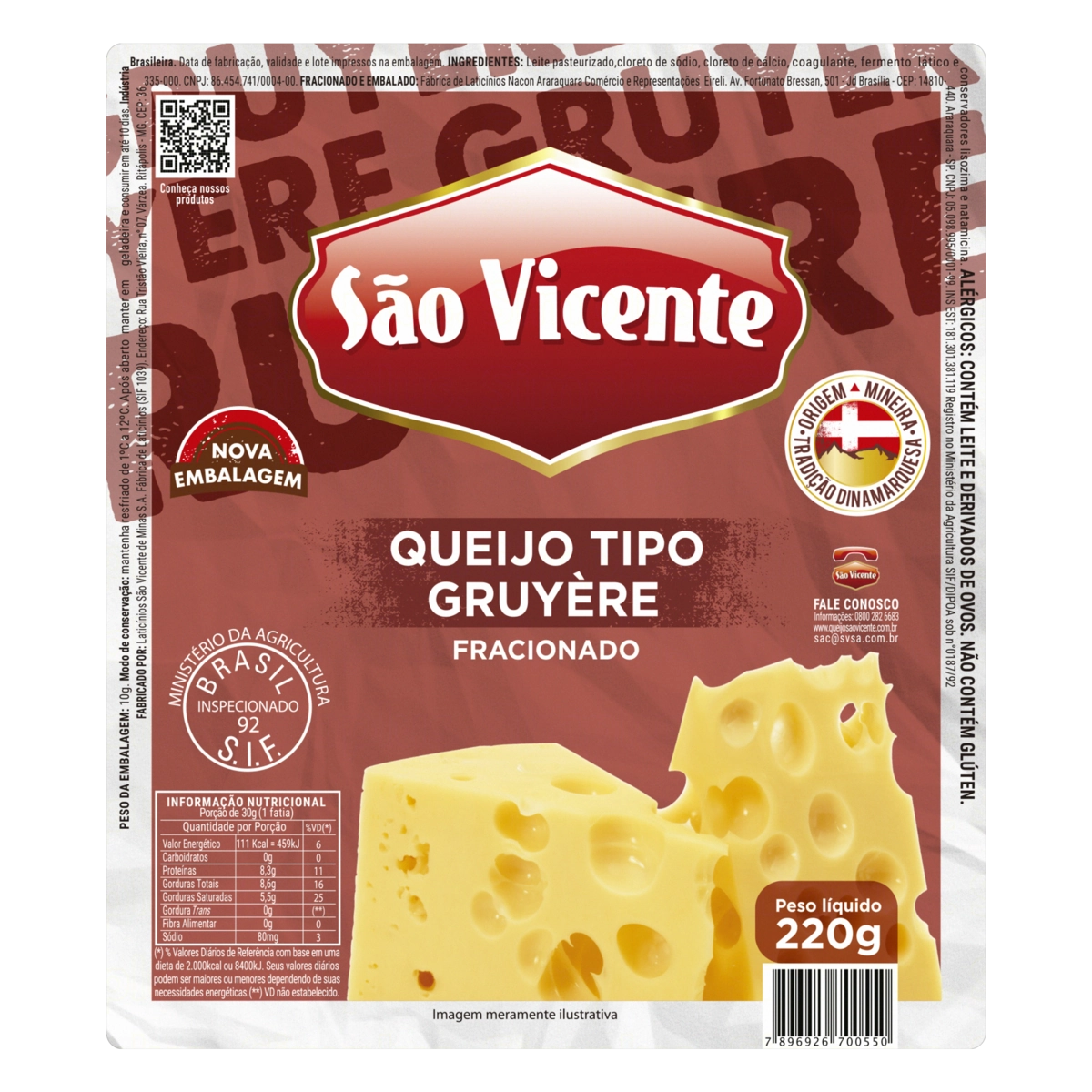 Queijo Gruyère Fracionado São Vicente 110g