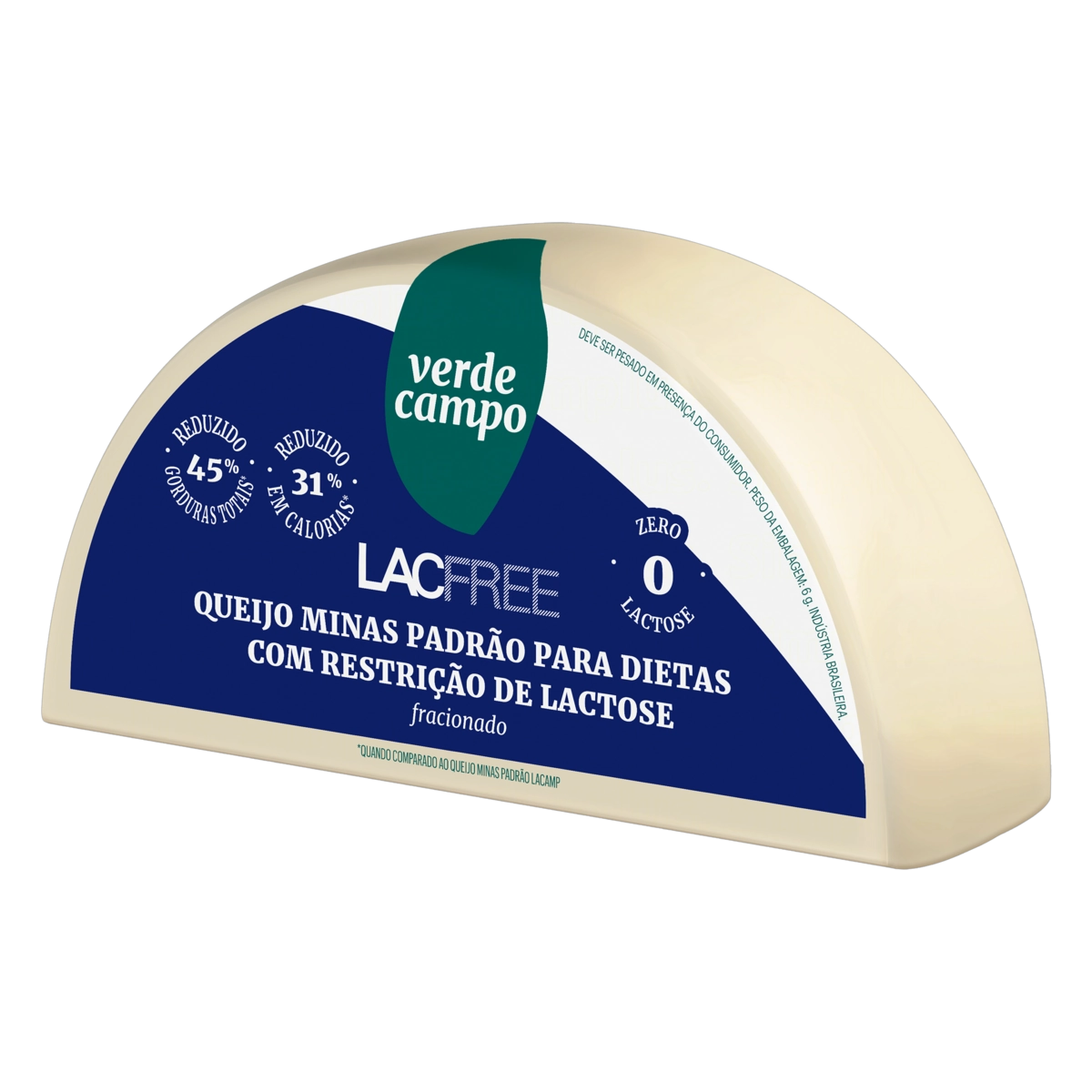 Queijo Minas Padrão Fracionado Zero Lactose Verde Campo Lacfree