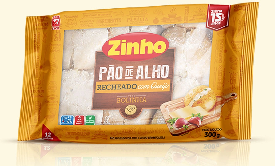 Pão De Alho Bolinha Recheio Queijo Zinho Pacote 300g