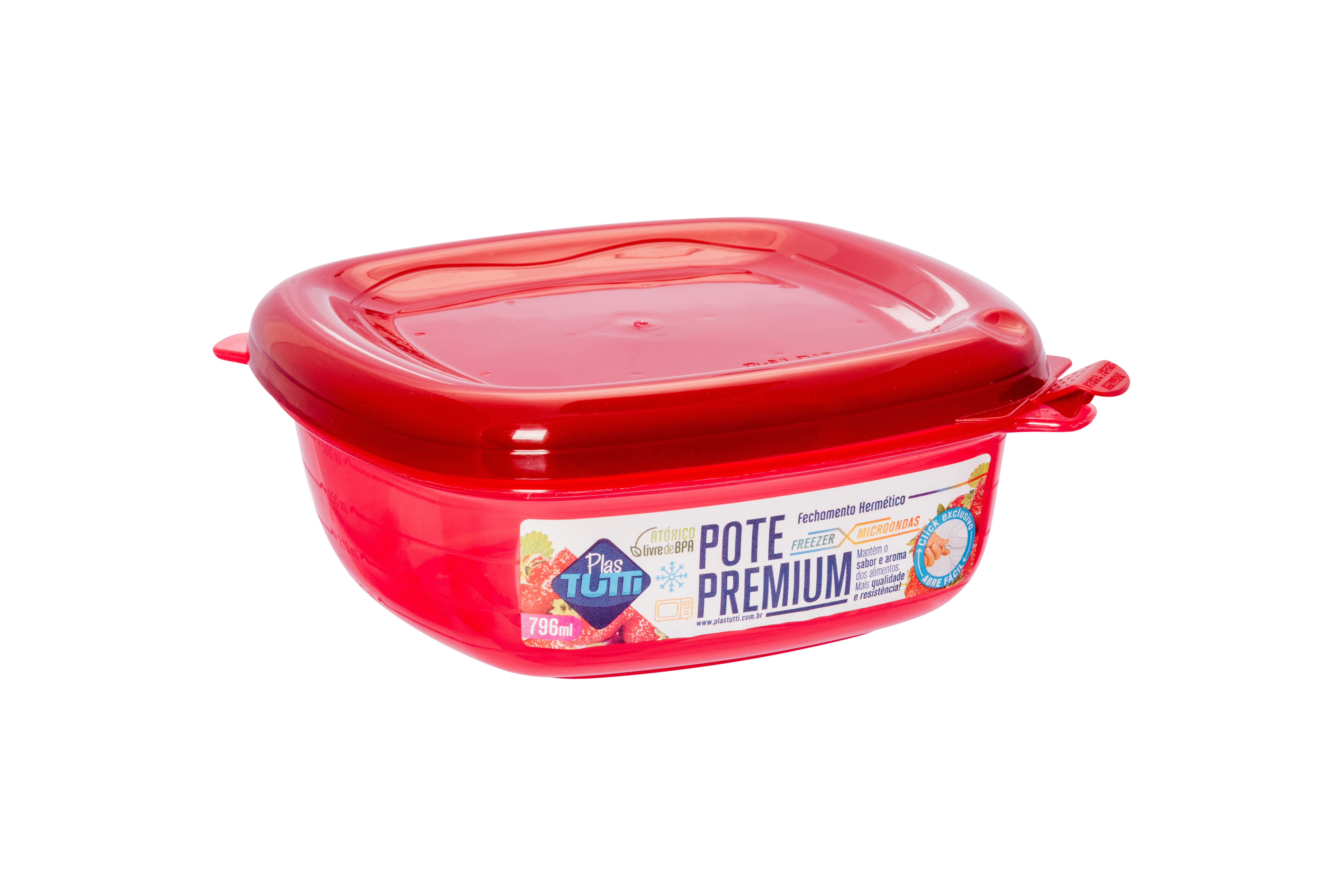 Pote Quadrado Color Vermelho 796ml 0001 07c Plastutti