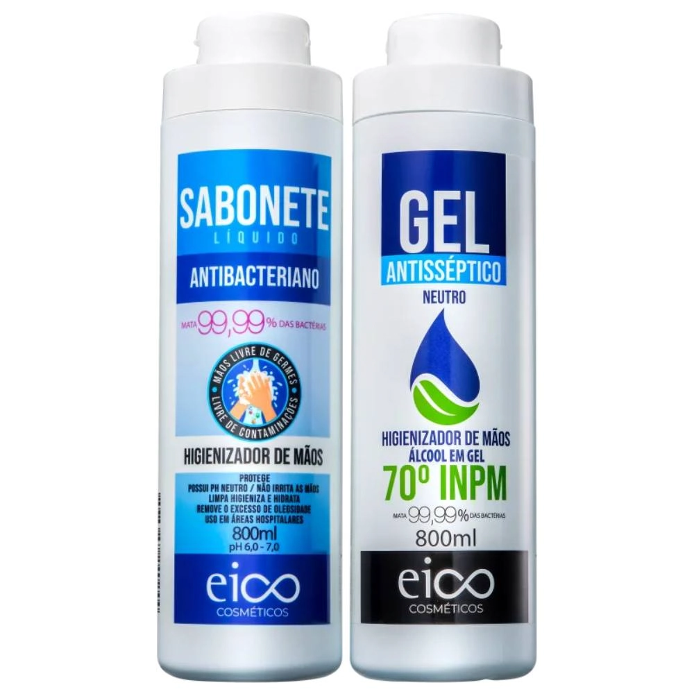 Kit Eico 800ml Sab Liq Antissepico Alc Maos