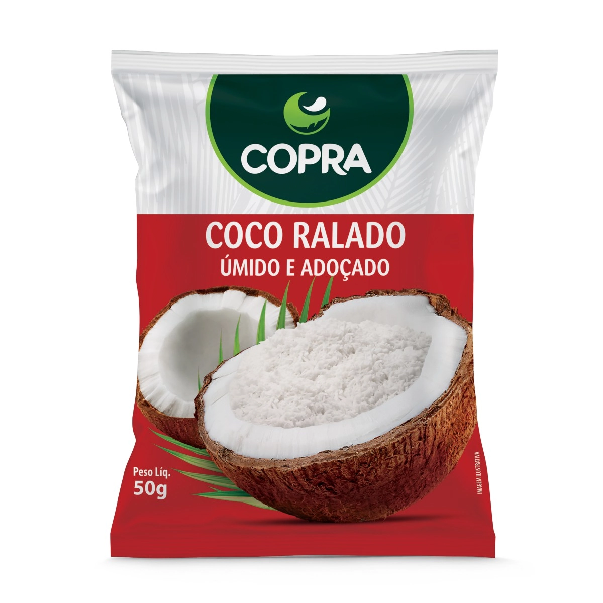 Coco Ralado úmido Adoçado Copra Pacote 50g