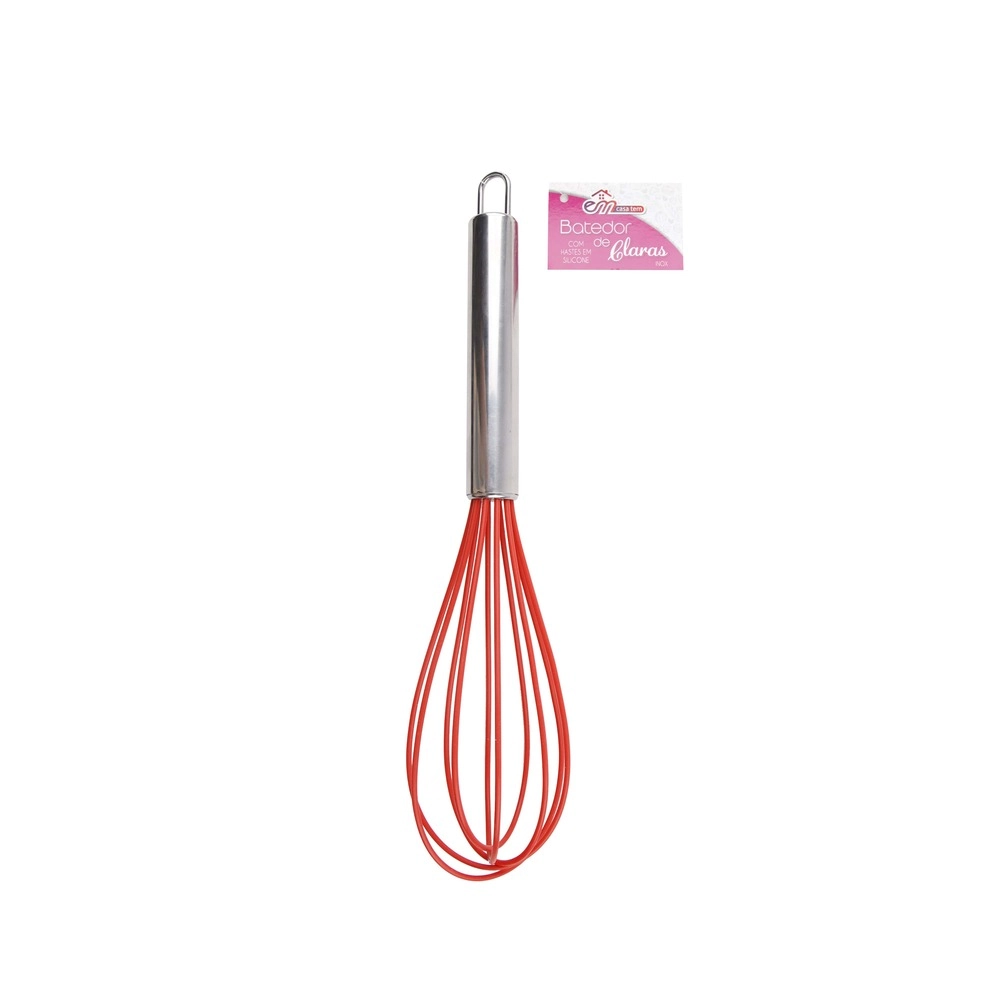 Batedor De Claras Inox C Hastes Silicone Vermelho 25cm 11102 Inga