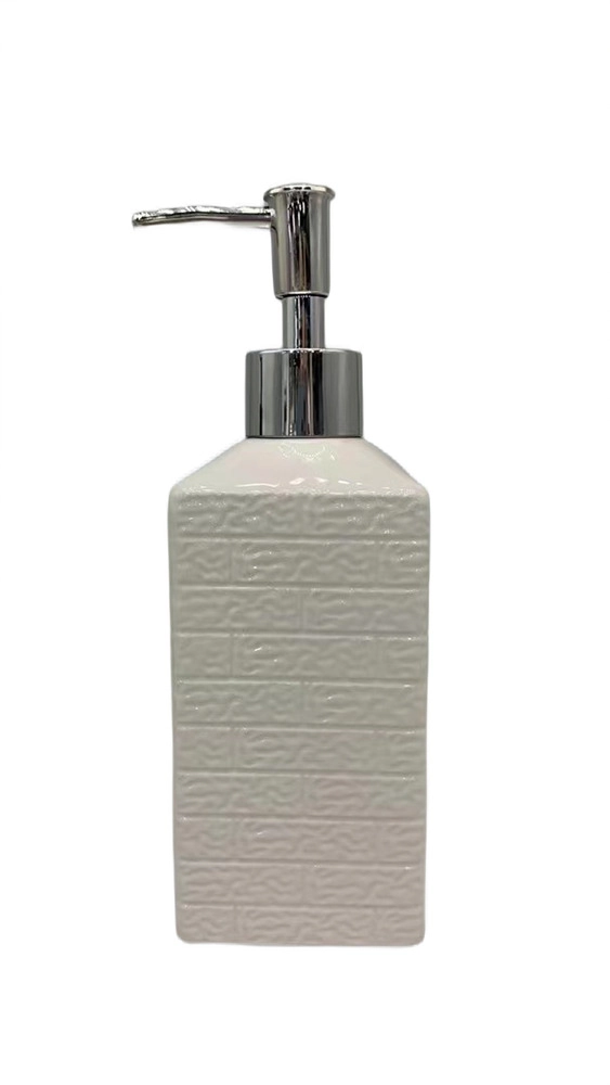 Dispenser Liquido Quadrado Ceramica Preto Branco Cm24 15886 Inga