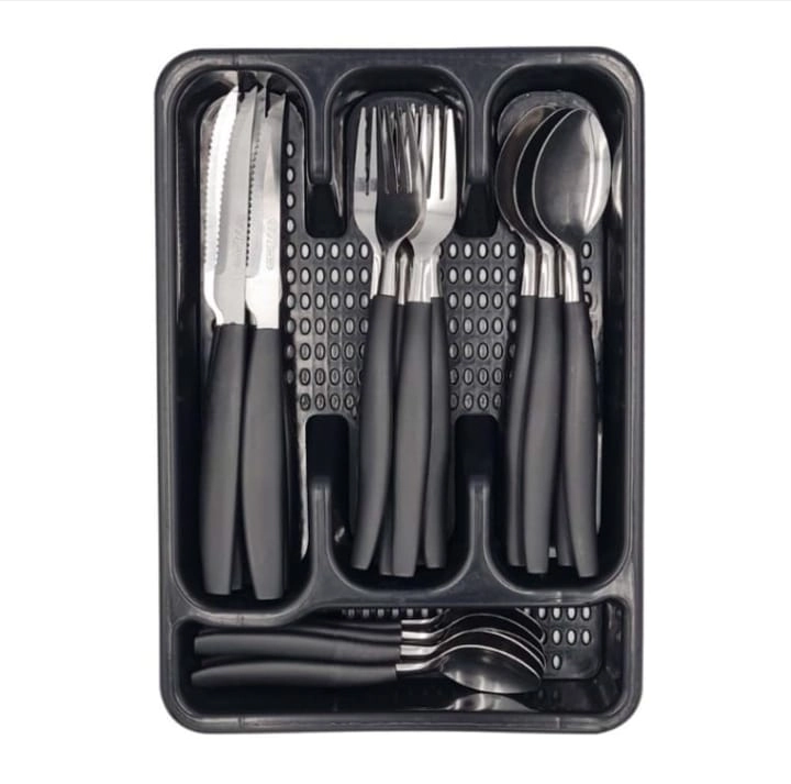 Kit Talher 24pcs Porta Talher Berlim Preto 13140 Inga