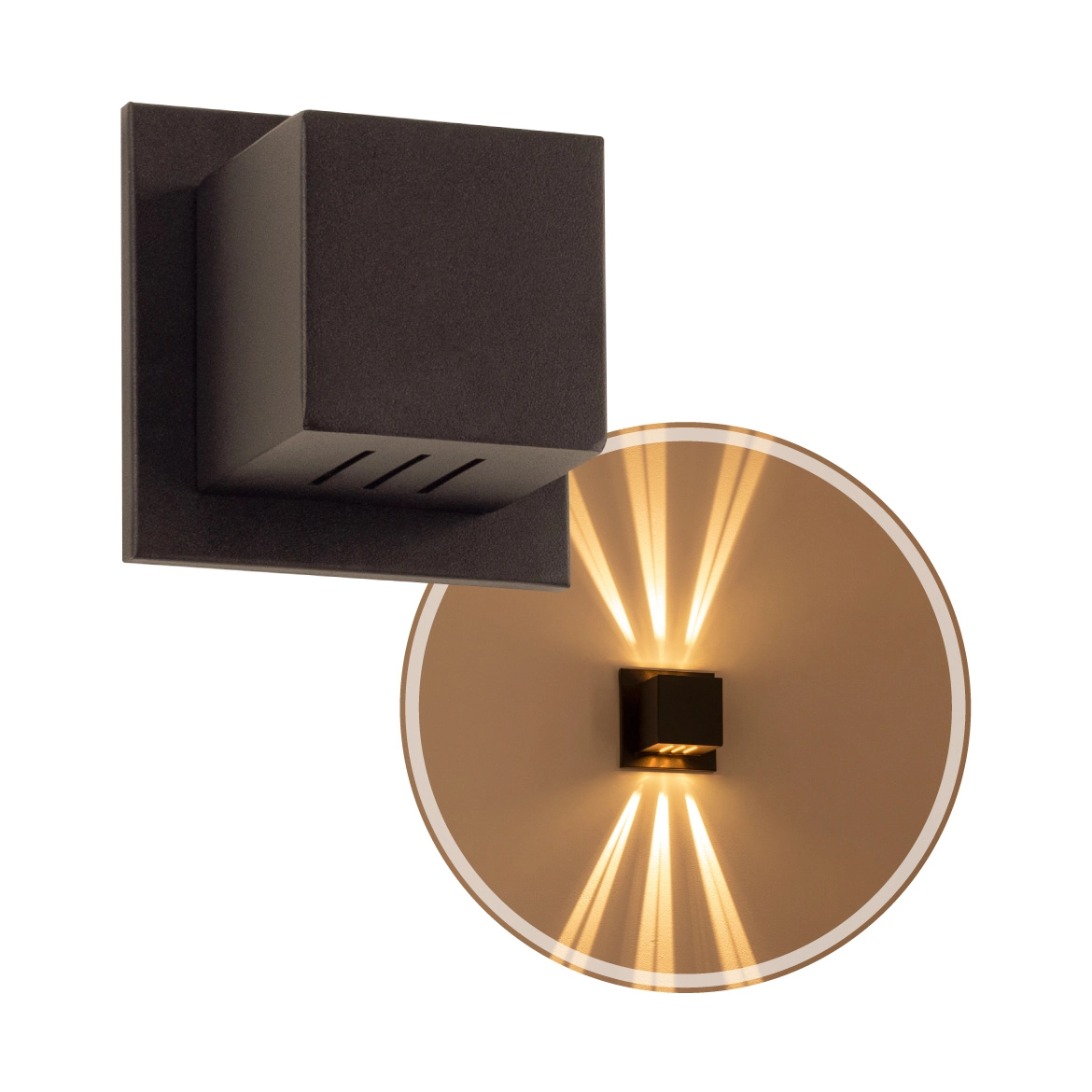 Arandela Box Cubo Pequena 6 Fachos MARROM + Led G9 5w Bivolt 3000k St1317