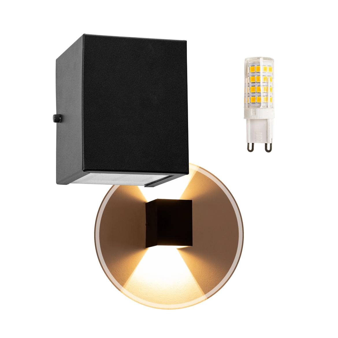 kit 3 Arandelas 2 fachos preta + 3 lâmpadas led g9 5w 3000k Bivolt p/ parede muro externa e interna st678