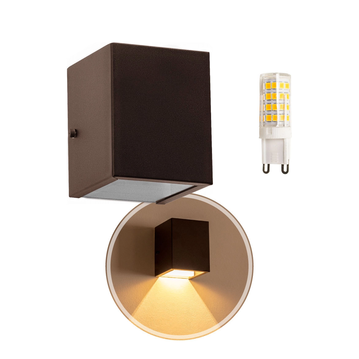 Arandela 1 facho marrom + lâmpada led g9 Bivolt 3000k branco quente st653