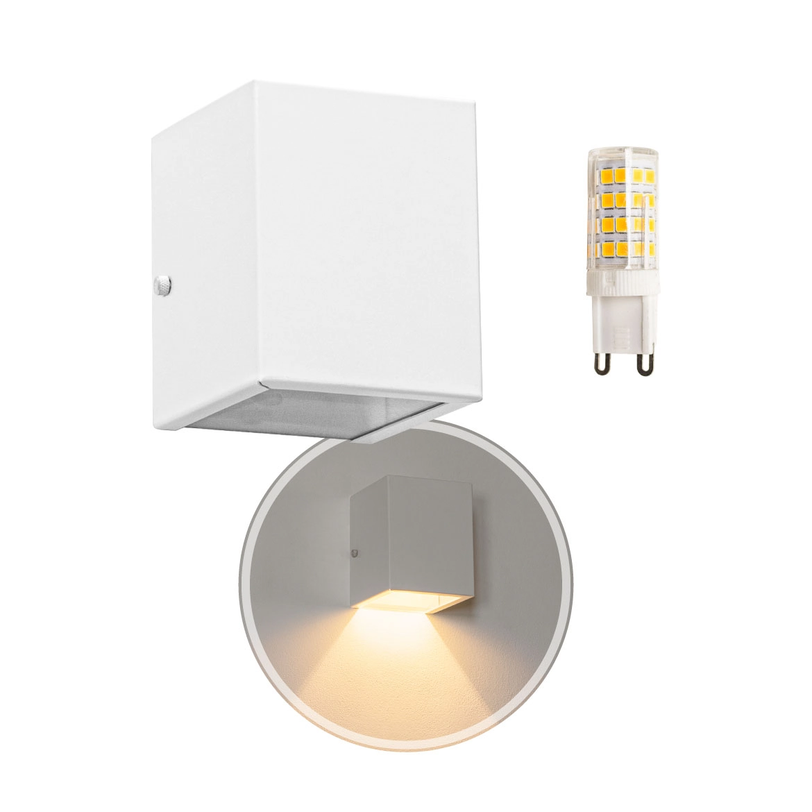 Arandela 1 facho branca + lâmpada led g9 Bivolt 3000k branco quente st653