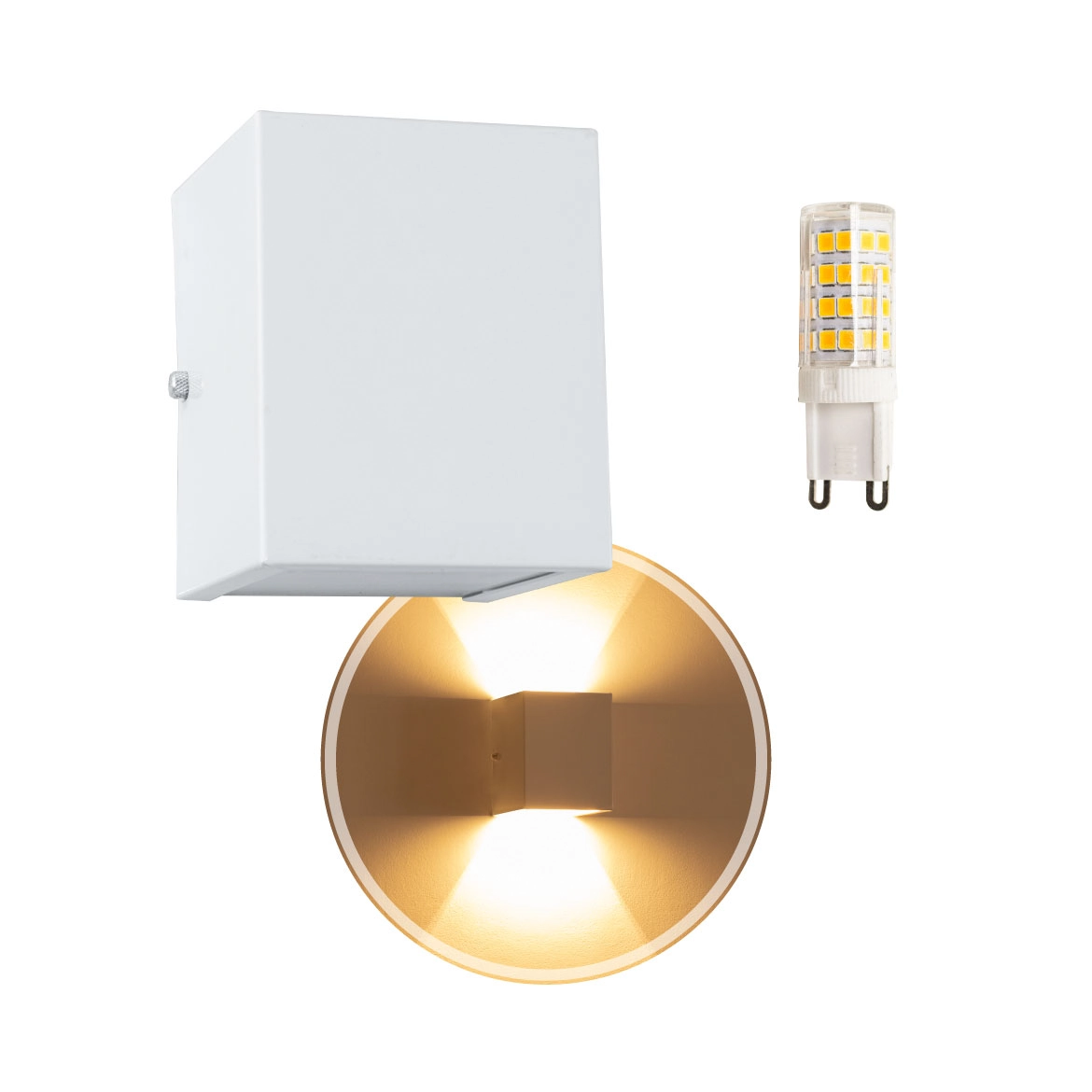 Arandela 2 fachos branca + lâmpada led g9 5w 3000k Bivolt p/ parede muro externa e interna st678