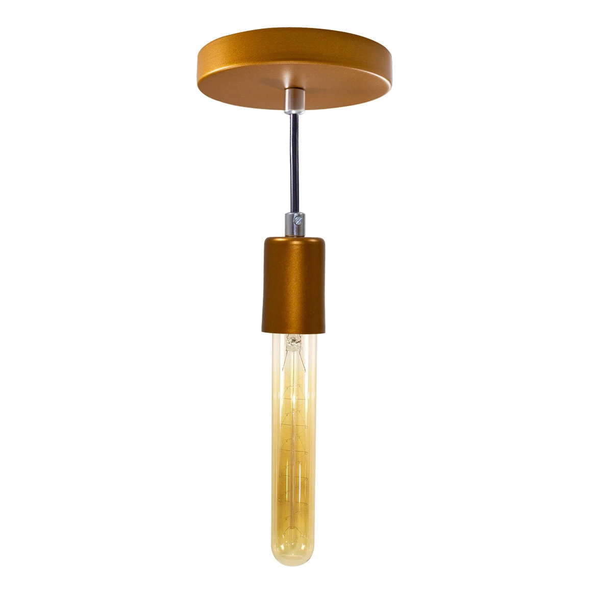 Pendente Tubo Cilindro Alumínio 6cm Cobre + Filamento Carbono T30 110v St458