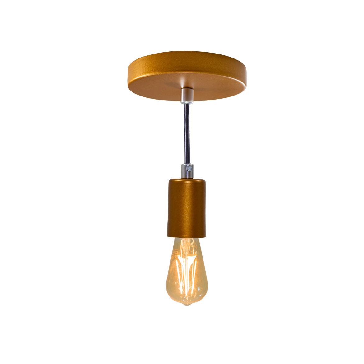 Pendente Tubo Cilindro Alumínio 6cm Cobre + Filamento Carbono St64 220v St458