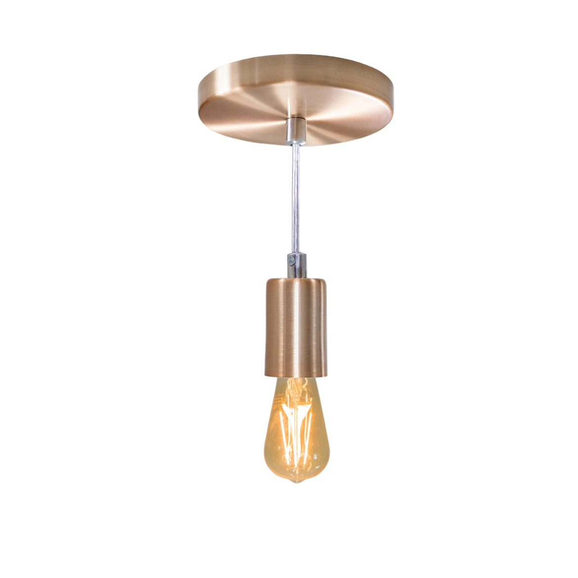 Pendente Tubo Cilindro Alumínio Cobre Escovado + Filamento Carbono St64 220v St458