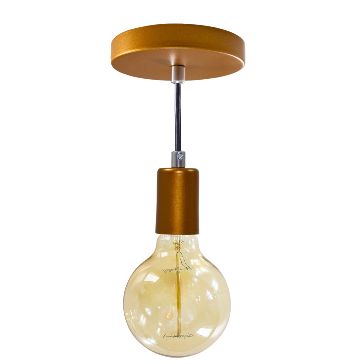 Pendente Tubo Cilindro Alumínio 6cm Cobre + Filamento Carbono G95 220v St458