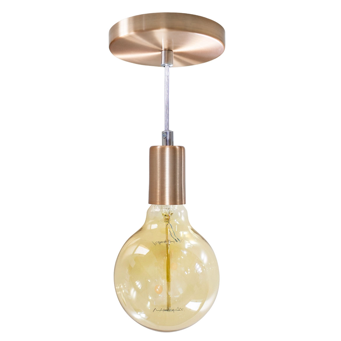 Pendente Tubo Cilindro Alumínio Cobre Escovado + Filamento Carbono G95 220v St458