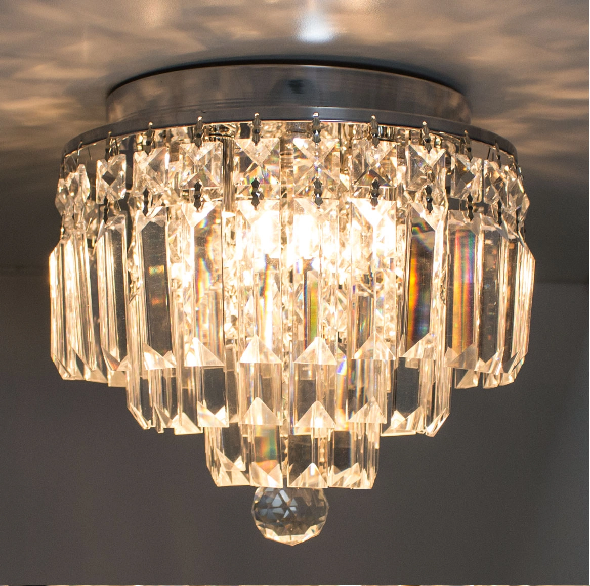 Plafon Cristal K9 Transparente Bella Iluminação Hu1100 24cm + 4 lâmpadas led G9 5w 3000K St868