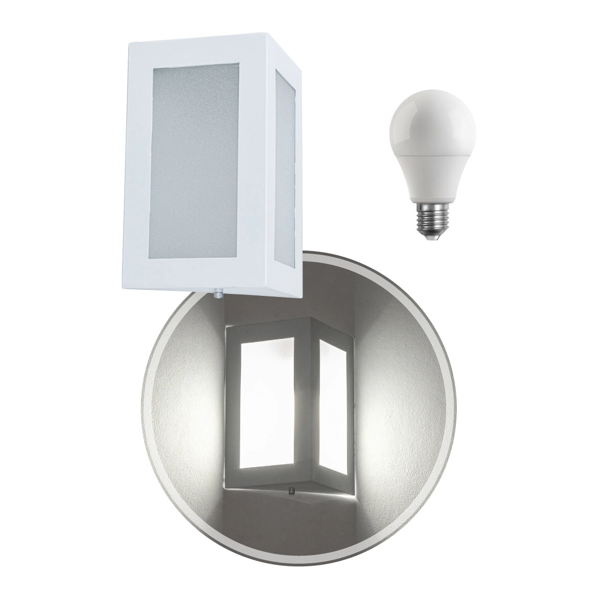 Arandela triangular em alumínio E27 Branca + Lâmpada LED 12W 6000K st532
