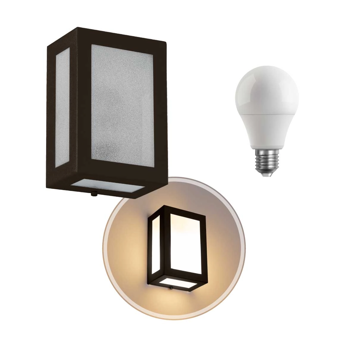 Arandela 5 vidros Marrom + lâmpada LED E27 12W 6000K st569