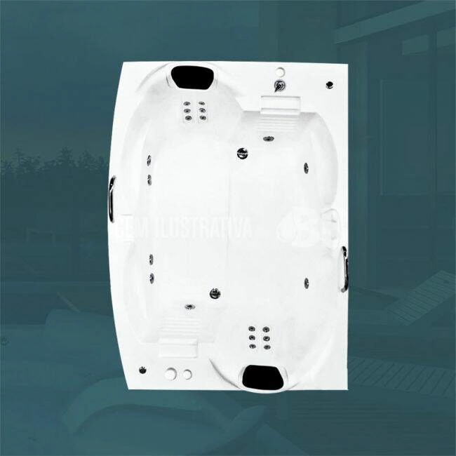 BANHEIRA DUPLA LYON COM ABAS COMPLETA COM HIDRO (1,43 x 1,96 x 0,51) 110 v