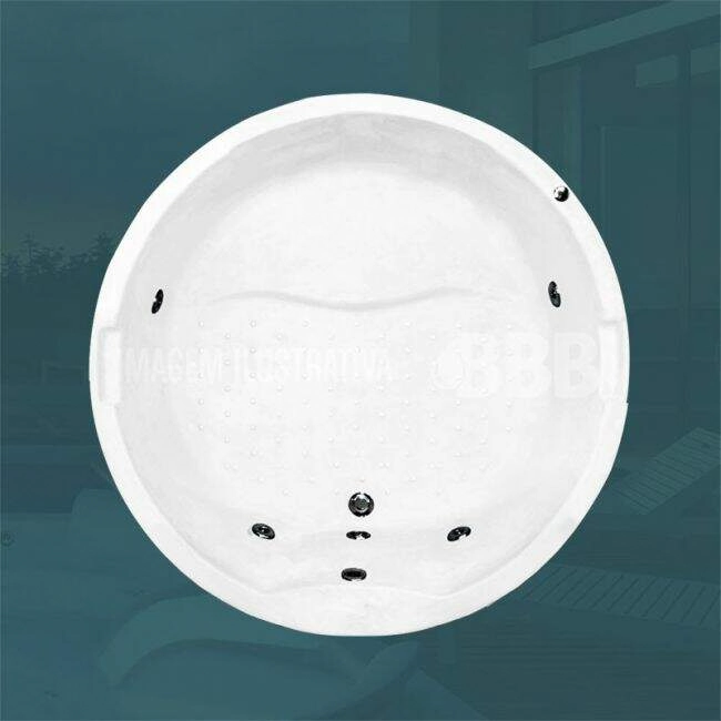 Banheira Redonda Caribe Com Hidro (1,48 x 1,48 x 0,43) 110 v