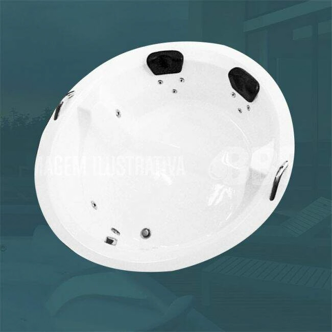 BANHEIRA REDONDA MAJORY COMPLETA COM HIDRO EM ACRILICO (1,20 x 1,20 x 0,47) 220V