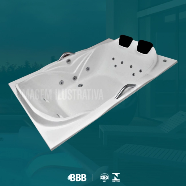 BANHEIRA DUPLA CALIFORNIA COMPLETA COM HIDRO EM ACRILICO (1,19 x 1,69 x 0,42) 220V
