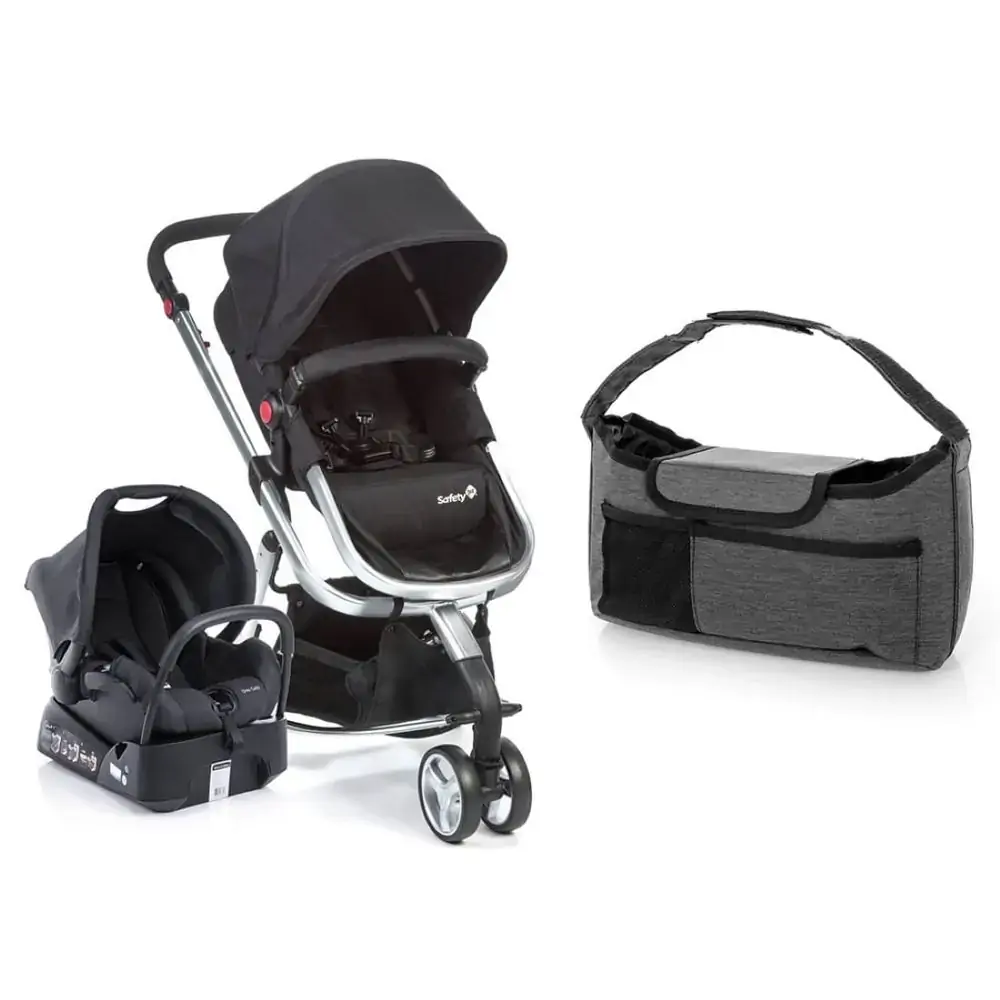 Travel System Mobi Safety1st Black & Silver + Bolsa Organizadora Grey