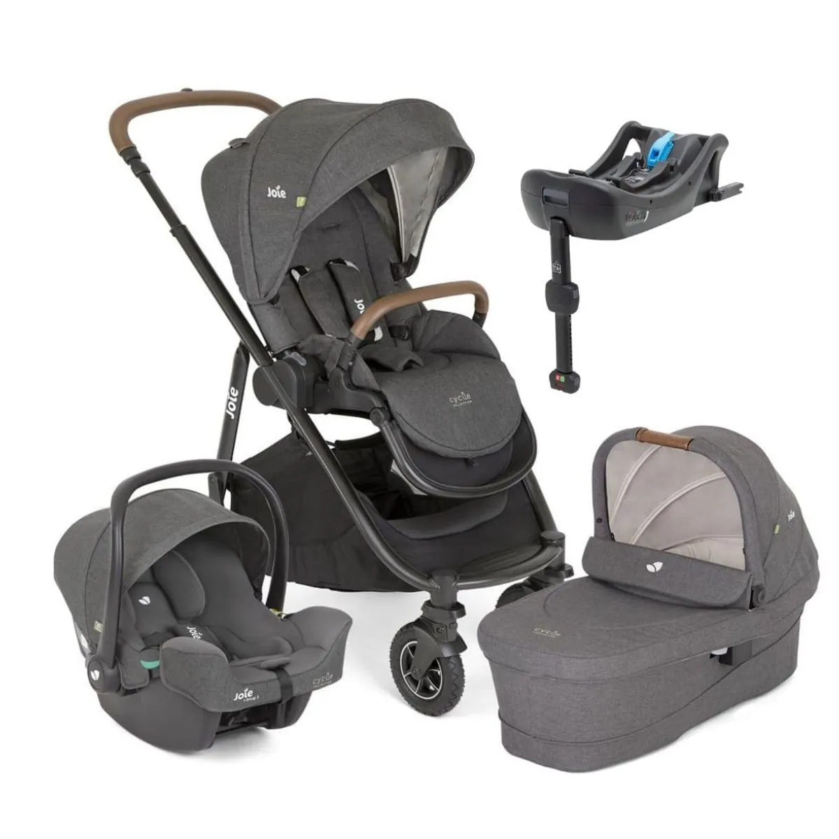 Travel System Versatrax Cycle Trio Cinza Shellgray com I-Base Isofix I-Snug - Joie