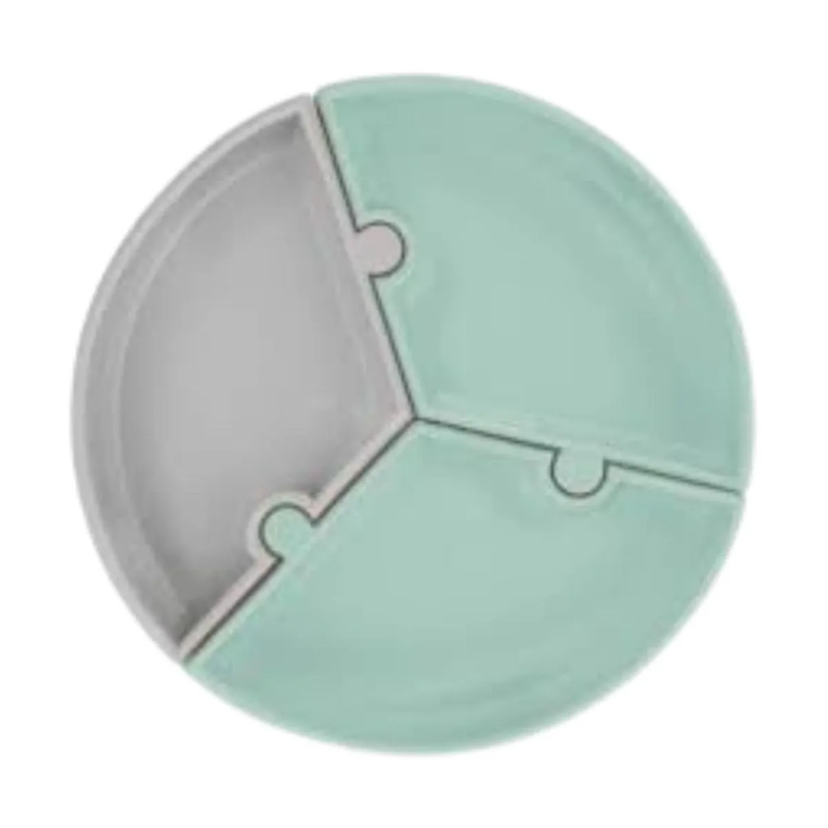 Prato Infantil de Silicone Encaixe Puzzle River Green e Cinzento - Minikoioi
