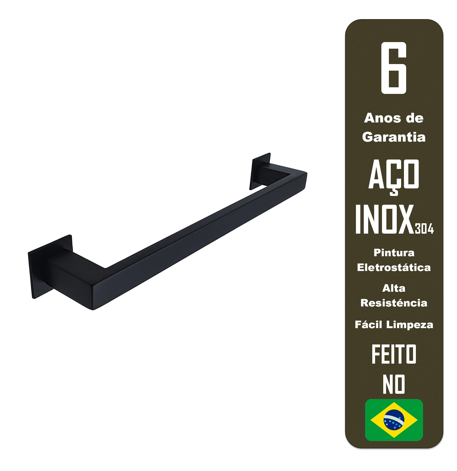 Porta Toalha De Parede Jacaraipe 40cm Preto Inox