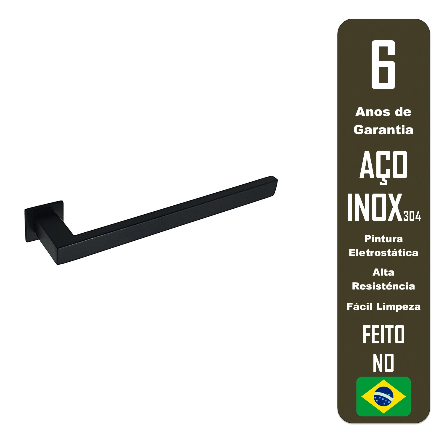 Porta Toalha Rosto De Parede Jacaraipe 24cm Preto Inox